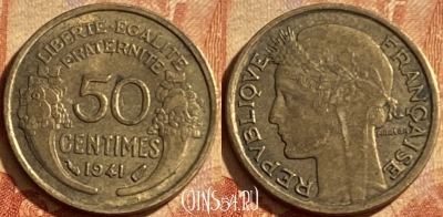 Франция 50 сантимов 1941 года, KM# 894, 206p-024