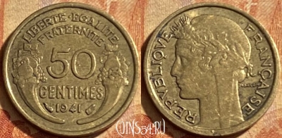 Франция 50 сантимов 1941 года, KM# 894, 206p-030