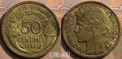 Франция 50 сантимов 1941 года, KM# 894, 261s-065
