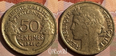 Франция 50 сантимов 1941 года, KM# 894, 370s-007