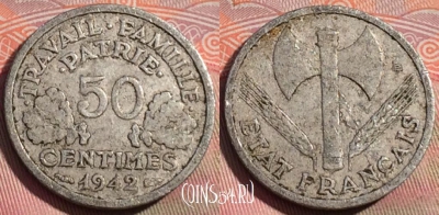 Франция 50 сантимов 1942 года, KM# 914, 273a-071
