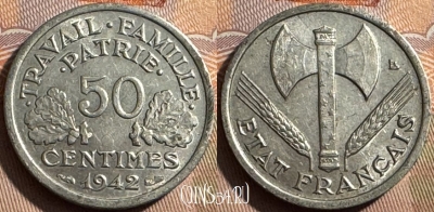 Франция 50 сантимов 1942 года, KM# 914, 396s-036