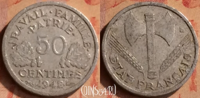 Франция 50 сантимов 1942 года, KM# 914, 415-042