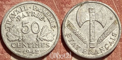 Франция 50 сантимов 1942 года, KM# 914, 461q-071 ♛