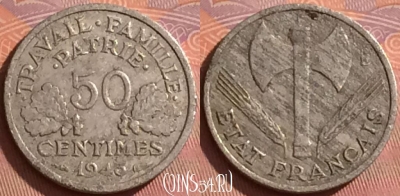 Франция 50 сантимов 1943 года, KM# 914, 219l-010