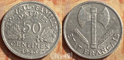 Франция 50 сантимов 1943 года, KM# 914, 451o-068