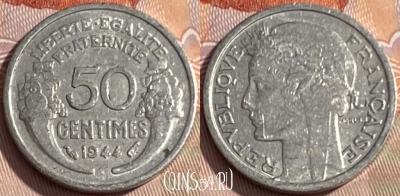 Франция 50 сантимов 1944 года, KM# 894a, 262q-020 ♛