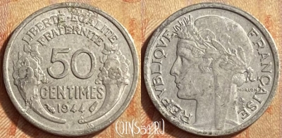 Франция 50 сантимов 1944 года, KM# 894a, 451o-084