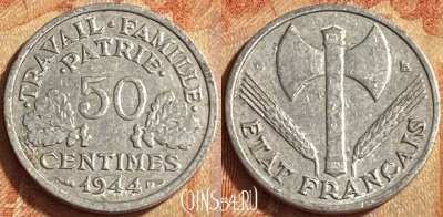 Франция 50 сантимов 1944 C, редкая, KM# 914, 448o-041 ♛
