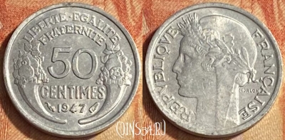 Франция 50 сантимов 1947 года, KM# 894a, 448o-010