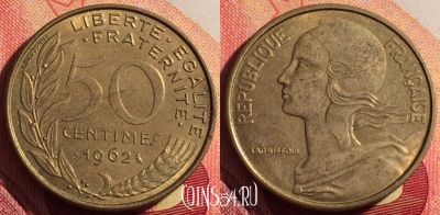Франция 50 сантимов 1962 года, KM# 939, 214i-113