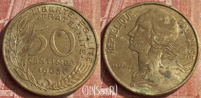 Франция 50 сантимов 1963 года, KM# 939, 099p-051 ♛