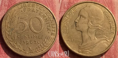 Франция 50 сантимов 1963 года, KM# 939, 440-135