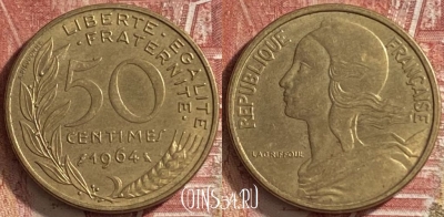 Франция 50 сантимов 1964 года, KM# 939, 061p-042 ♛