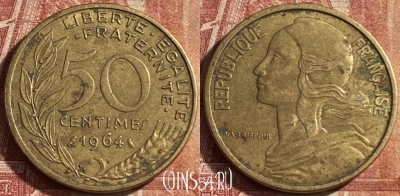 Франция 50 сантимов 1964 года, KM# 939, 078p-102