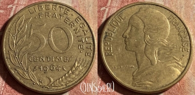 Франция 50 сантимов 1964 года, KM# 939, 183p-107 ♛