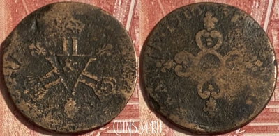 Франция 6 денье 1710 года, KM# 400, 072s-030 ♛
