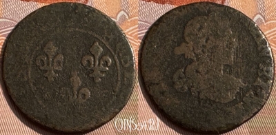 Франция Двойной турнуа 1619-1629 года, KM# 61, 164s-008 ♛