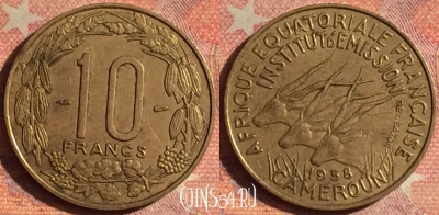 Камерун 10 франков 1958 года, KM# 11, 185i-013