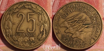 Экваториальная Африка 25 франков 1958 года, KM# 12,