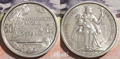 Французская Океания 50 сантимов 1949 г., UNC, 172-110