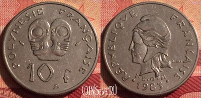 Французская Полинезия 10 франков 1983 г., KM# 8, 219i-139