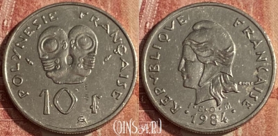 Французская Полинезия 10 франков 1984 г., KM# 8, 047p- ♛