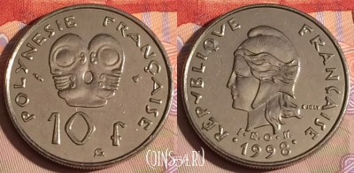 Французская Полинезия 10 франков 1998 г., KM# 8, 294c-001
