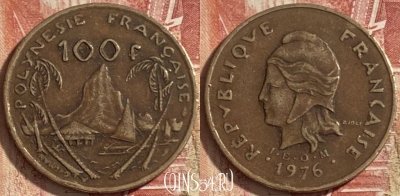 Французская Полинезия 100 франков 1976 г., 483р-034 ♛