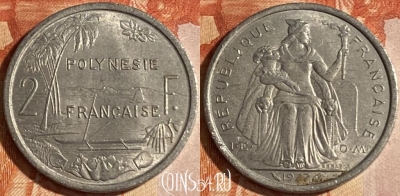 Французская Полинезия 2 франка 1977 г., KM# 10, 170r-031 ♛