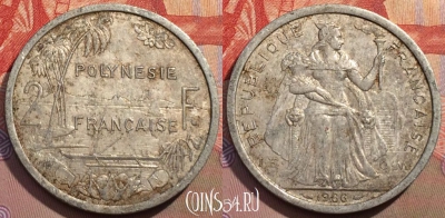Французская Полинезия 2 франка 1986 г., KM# 10, 149a-032