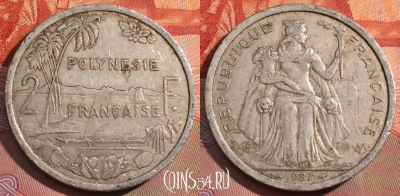 Французская Полинезия 2 франка 1987 г., KM# 10, 268a-082