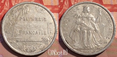 Французская Полинезия 2 франка 1995 г., KM# 10, 100d-045