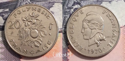 Французская Полинезия 20 франков 1970 г., KM# 6, 165-043