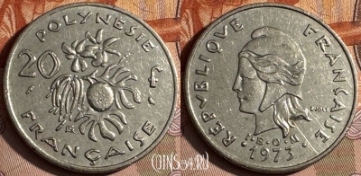 Французская Полинезия 20 франков 1973, KM# 9, 234s-103 ♛