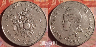 Французская Полинезия 20 франков 1991 г., KM# 9, 251f-076