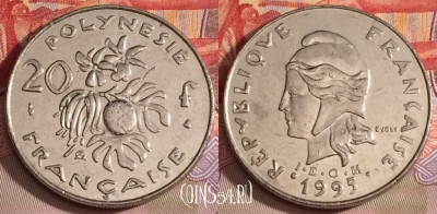 Французская Полинезия 20 франков 1995 г., KM# 9, 281b-014 ♛
