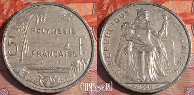 Французская Полинезия 5 франков 1986 г., KM# 12, 228a-137