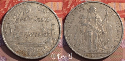Французская Полинезия 5 франков 1992 г., 105c-077 ♛