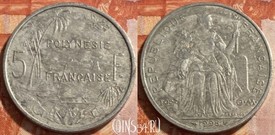 Французская Полинезия 5 франков 1998 г., 493р-077 ♛