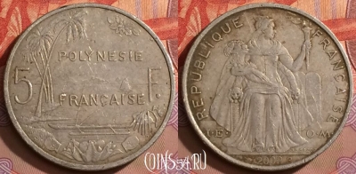 Французская Полинезия 5 франков 2002 г., KM# 12, 084l-027