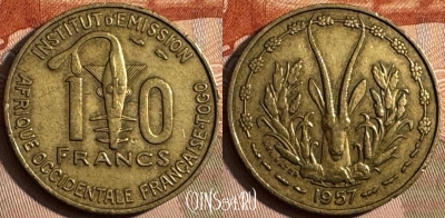 Западная Африка и Того 10 франков 1957 г., 237s-136 ♛