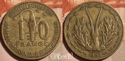 Западная Африка и Того 10 франков 1957 г., KM# 8, 464q-088