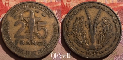 Западная Африка и Того 25 франков 1957 г., 190b-034