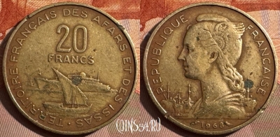 Французские Афар и Исса 20 франков 1968 г., 372s-126 ♛