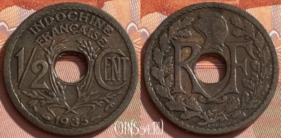 Французский Индокитай 1/2 сантима 1935 года, 467q-320