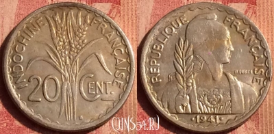 Французский Индокитай 20 сантимов 1941 года, 392o-060