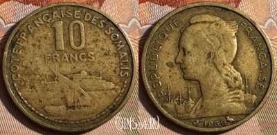 Сомали 10 франков 1965 года, KM# 11, 254s-078 ♛
