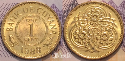 Гайана 1 цент 1988 года, KM 31, 118-005