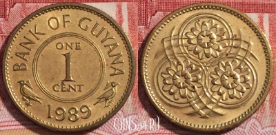 Гайана 1 цент 1989 года, KM# 31, UNC, 254-041